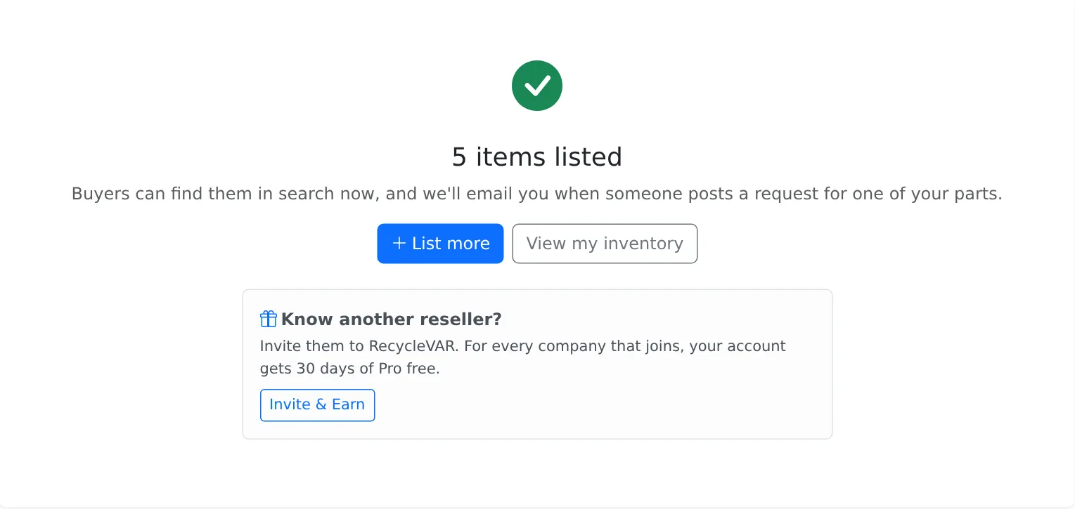 Confirmation: 5 items listed